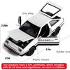 1/32 Scale Toyota AE86 Initial D Model Car, Zinc Alloy Pull Back Toy Car with Sound and Light for Kids Boy Girl Gift