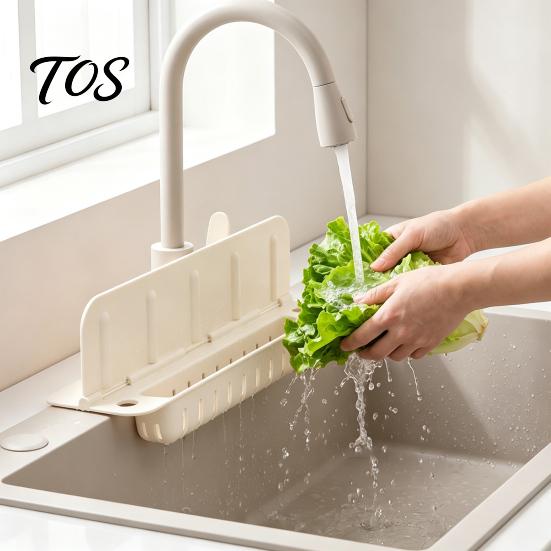 Kitchen Sink Accessories 2-In-1 Folding Splash Guard, with Drain Organizer, Suction Cups, Sponge Holder Drainage Non-slip Water Protector, Countertop