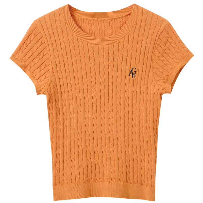 Sancai 2026 Summer Embroidered Short Sleeve Cable Knit Pullover