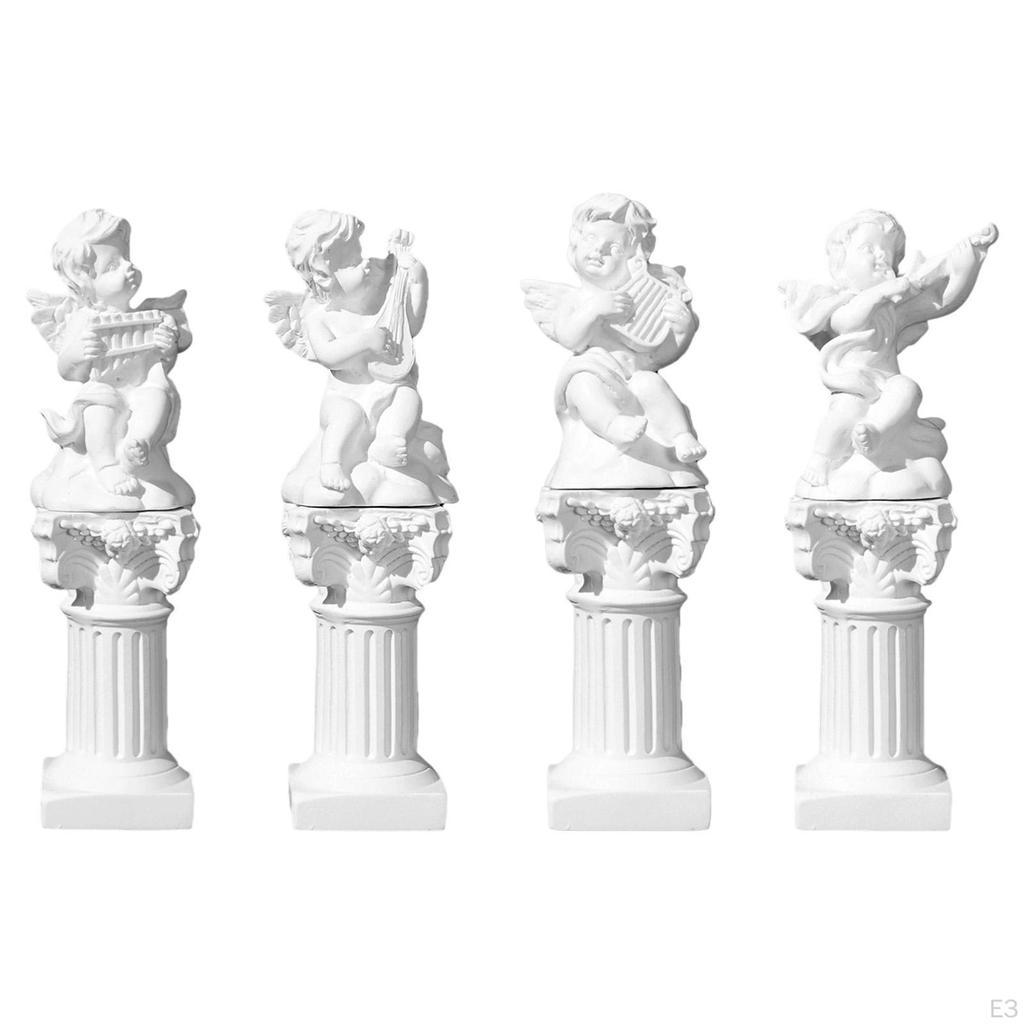 Cherub Statue Mini Greek Column Little Angel Figurine Artwork Small Roman Pillar for Room Bedroom