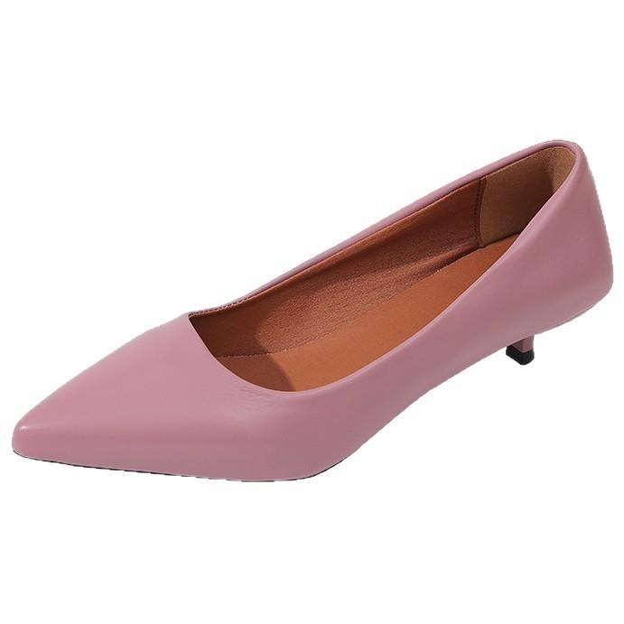 Cuir souple polyvalent Français professionnel bouche peu profonde talon carré chaussures simples fémininité pointu nouveau 2025 printemps et automne déplacements talons bas