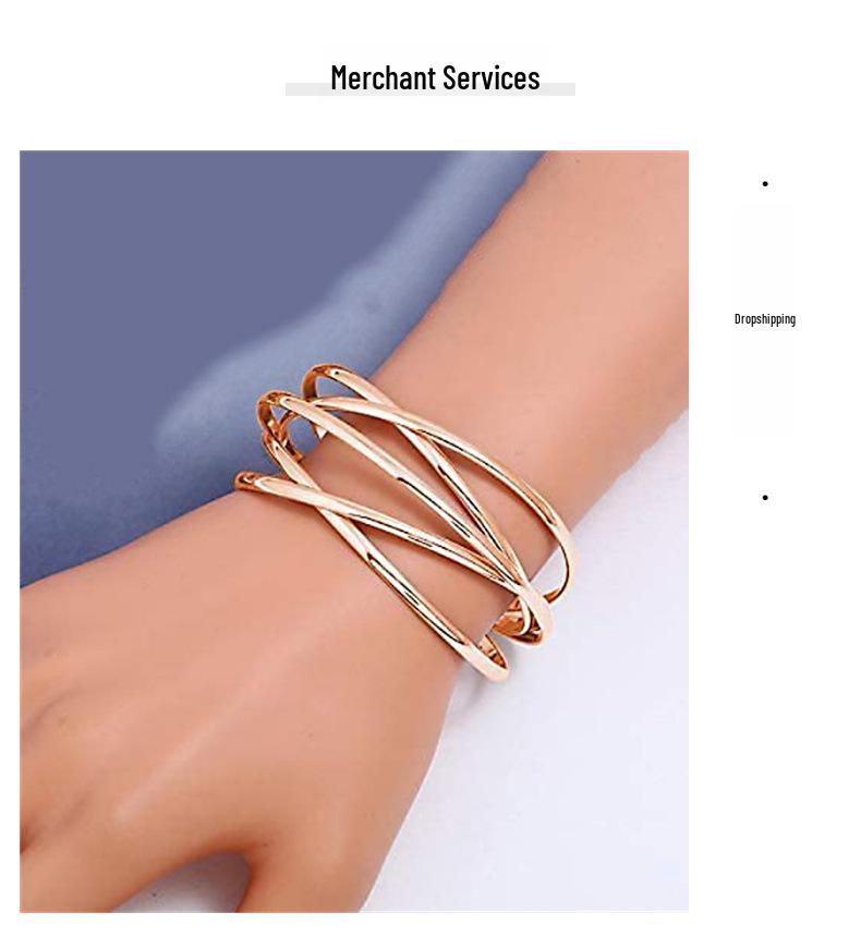 Multi-color Retro Hollow Metal Open Bracelet - European & American Style