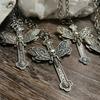 Stunning Gothic Cross Necklace Death Moth Cross Necklace Rosary Style Grunge Necklaces Men Women Jewelrye Y2k