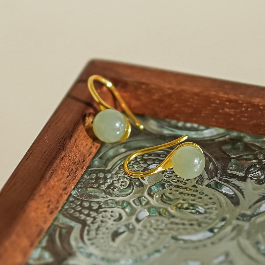 Tichiya Real Hetian/White Jade Earrings: 925 Sterling Silver, Ancient Chinese Style, High-End Elegance for Women