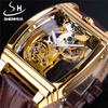 Luxury Gold Watch Automatic Mechanical Watch Men's Steampunk Leather Watch