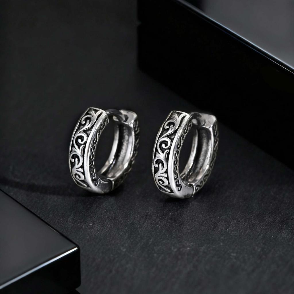 Punk Stainless Steel Hoop Earrings for Men Teens, Hypoallergenic Waterproof Small Huggies Earrings,Rock Hip Hop Cool Jewelry