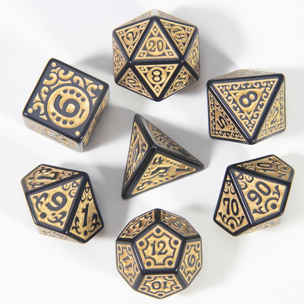 DND Würfel Mehrseitiges Würfelset 7-teilig Texturen Muster Würfel für DNDGame RPG Brettspiel Zubehör Hobbys Urlaubsgeschenk