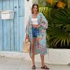 Womens Cotton Beach Cover Up Dress With Floral Print Lightweight Kimono Style Swimwear Overlay
