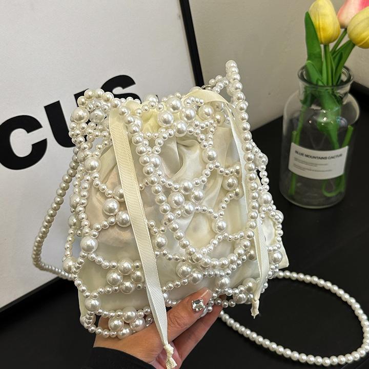 Fashion metal bead hand bag women's 2026 summer new temperament versatile shoulder bag crossbody bucket bag