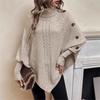 casual oversized turtleneck Solid irregular knitted sweater autumn winter button batwting sleeve Cape pullover sweaters women