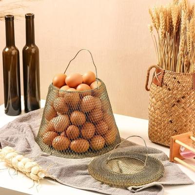 Iron  Wire Packed Egg Basket Portable Egg Gathering Container Convenient Fresh Eggs Cage  Farmhouse