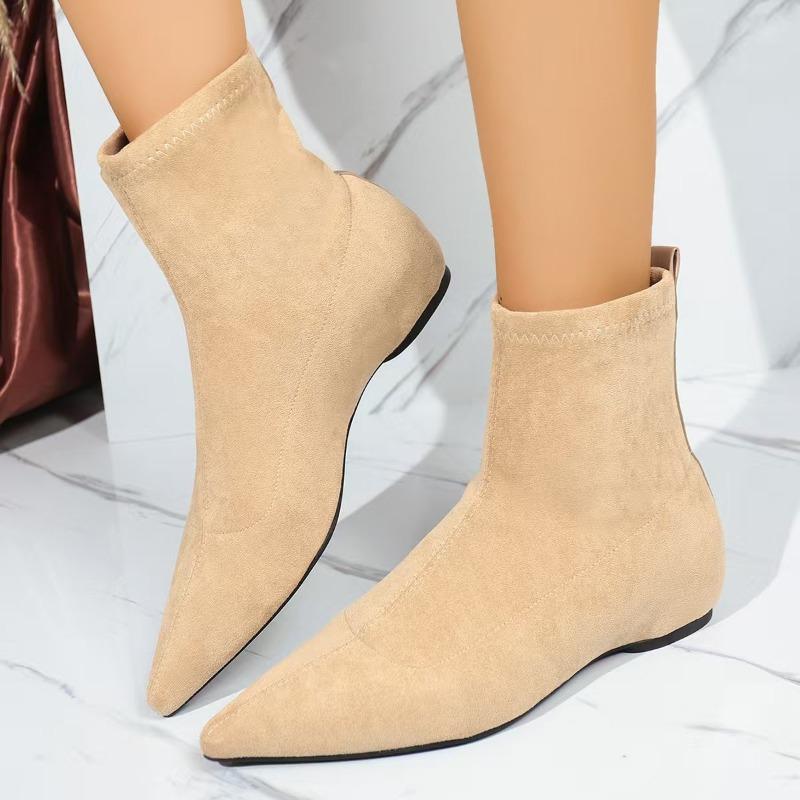 Suede Ankle Boots Women Flats Pointed Toe Shoes 2025 Trend New Fasion Snow Boots Winter Sexy Chelsea Boots Woman Party Botas
