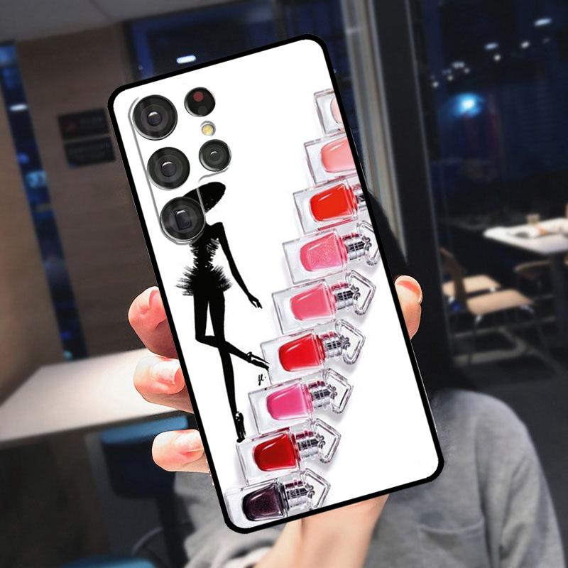 Cosmetics Nail Polish Cover For Samsung Galaxy S25 S24 S21 S22 S23 Ultra S9 S10 Plus S24 FE S21 FE Phone Case