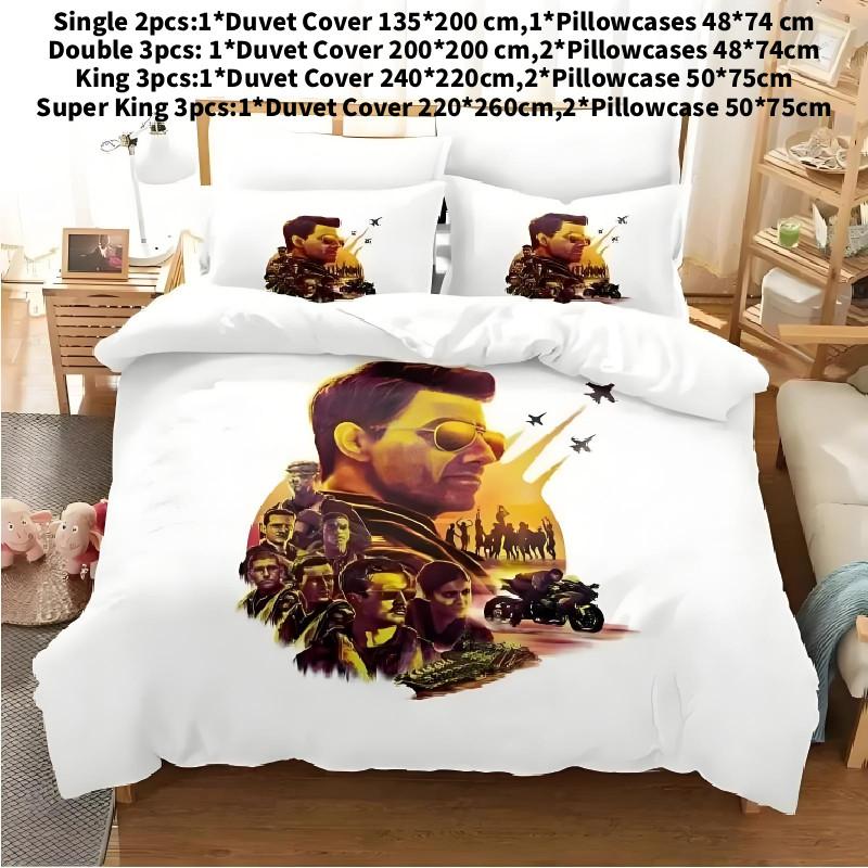 

Print 3d Maverick Bedding Set Duvet Cover Quilt Pillowcase Comforter Single(135x200cm) белый
