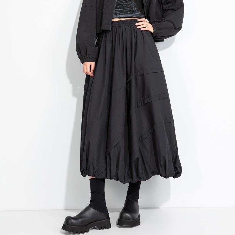 Cotton plus size High waist vintage Black Spring autumn casual loose long for woman skirts womens skirt