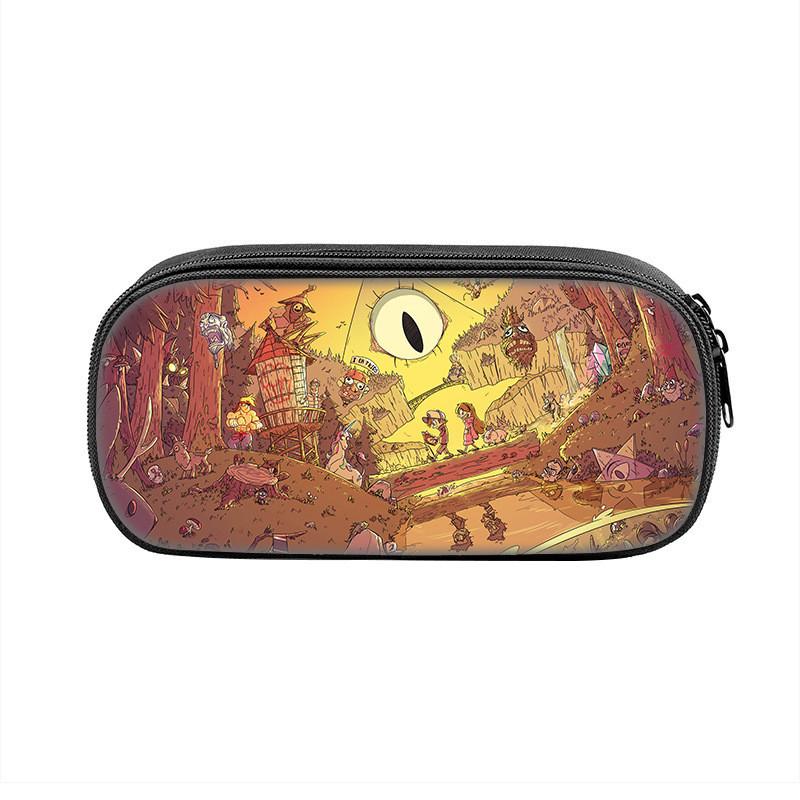 Gravity Falls Cartoon Pencil Case Large Capacity Nylon School Supply Organizer For Students