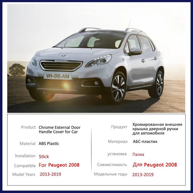 For Peugeot 2008 MK1 A94 2013 2014 2015 2016 2017 2018  Chrome Door Handle Cover Car Accessories Rustproof Cap Styling