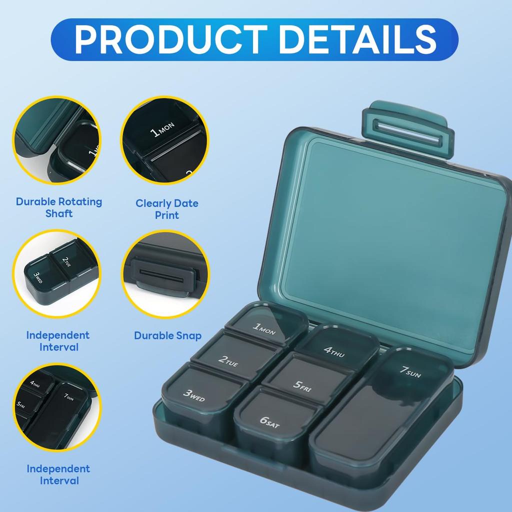 Pill Storage Box Mini Travel Portable Medicines Dispenser Box Multifunction Plastic Seven Compartment Sealer Box