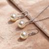 Imitation Pearl Necklaces Earrings Sets For Women Fashion Flower Cubic Zirconia Pendant with Chain Birhday Gift