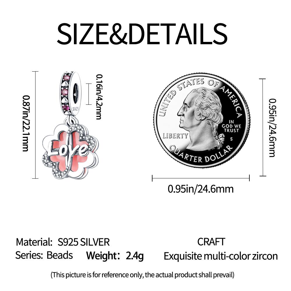 Original 100% Genuine SS925 Sterling Silver Four-Leaf Clover Beads Fit  Bracelet DIY Charm For Women Jewelry Fashion Gift