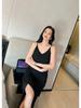 Women's Summer Modal Slim Fit Tank Dress with Double Shoulder Straps and Side Slit
