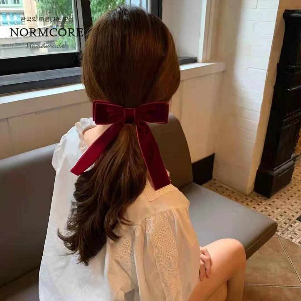 Korean Velvet Bowknot Hair Clip - Simple & Stylish Duckbill Design