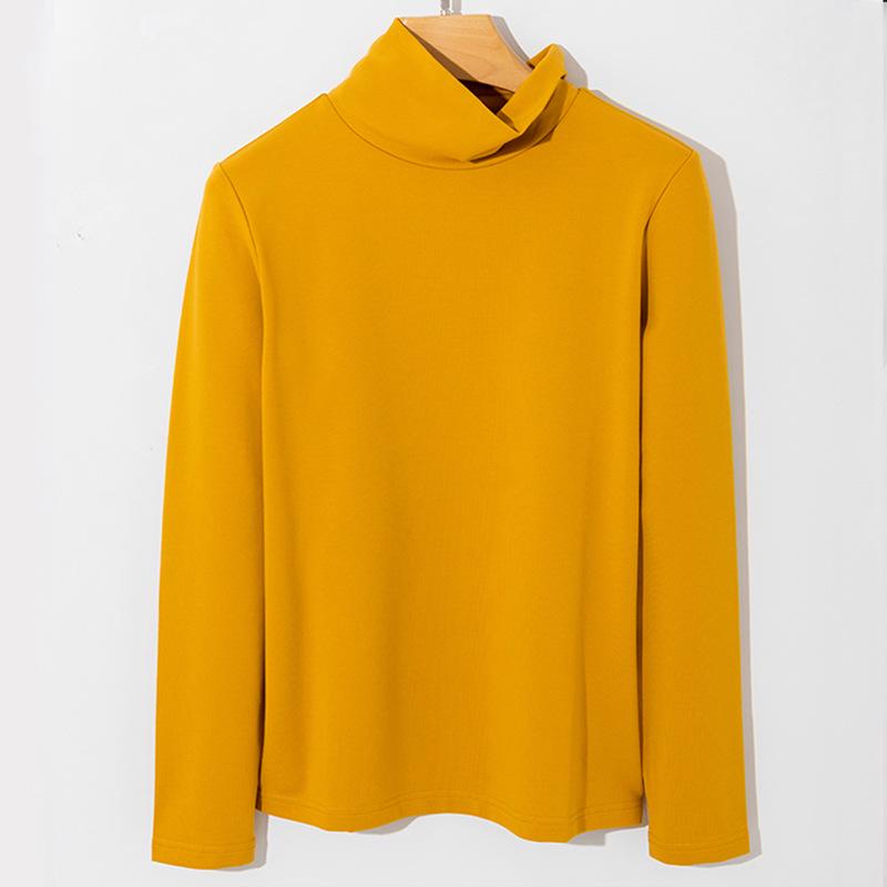 Premium Women's 265g Cotton Spandex High Neck Sweatshirt - Long Sleeve, Thickened Base Layer for Autumn and Winter