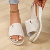 Women's 2025 New Style Wedge Sandals with Thick Soles and Mid-Heel Casual Beach Fish-Mouth Strappy Sandals In Plus Sizes