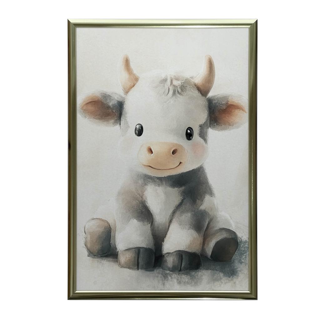 Urocza Krowa Urocza Krowa, 30X40 Cm, Rama Drewniana Ciemny Brąz, Papier Matowy 230 Gsm