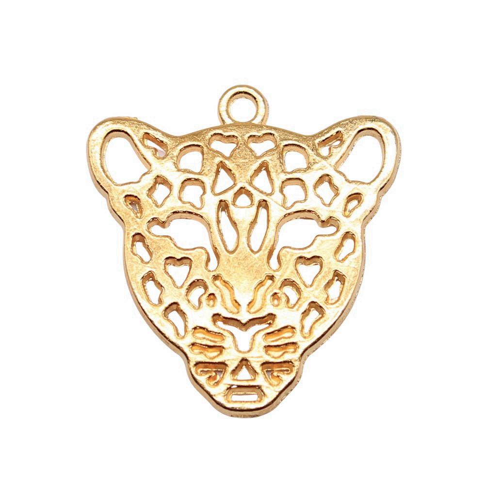 Retro Leopard Charms Metal Animal Pendants For Jewelry Making Handmade Supplies