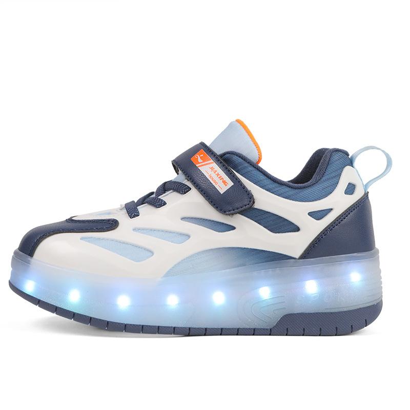 New Double Wheel Pulley Shoes Boys Children's Shoes with Wheels Girls Skating Shoes Glow