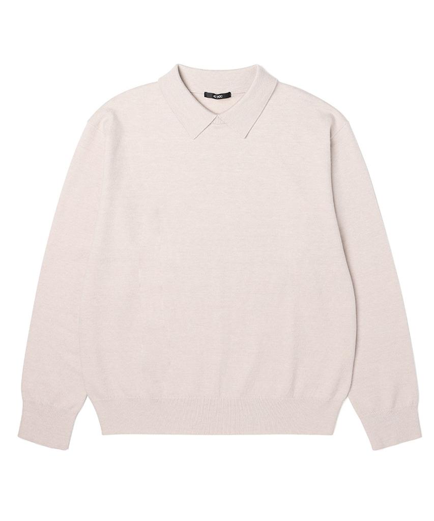 ADHOC Men'S Collared Crew Neck Knit (Oatmeal) (Hz9Lk10-24)