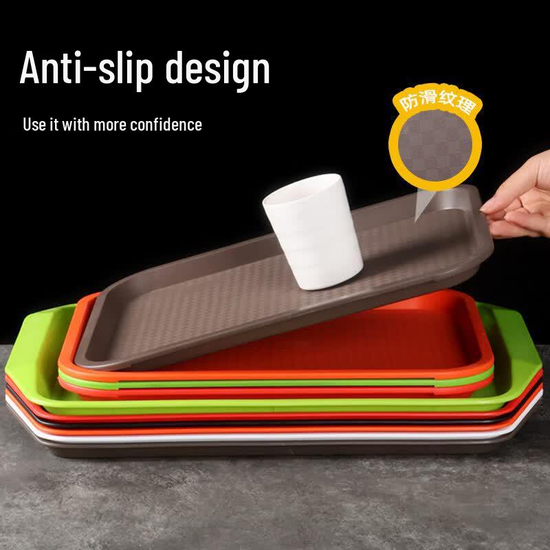 ZHEBU Rectangular Plastic Serving Tray with Handles