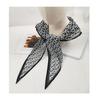 Chinese New Year Korean rhombus decorative small silk scarf, hot ins striped small scarf contrasting color fashionable rhombus silk scarf