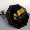 Enchanted Spellbook & Candle Altar Mat for Wicca Decor Umbrella, Portable 3-Fold Compact Umbrella for Men & Women R131