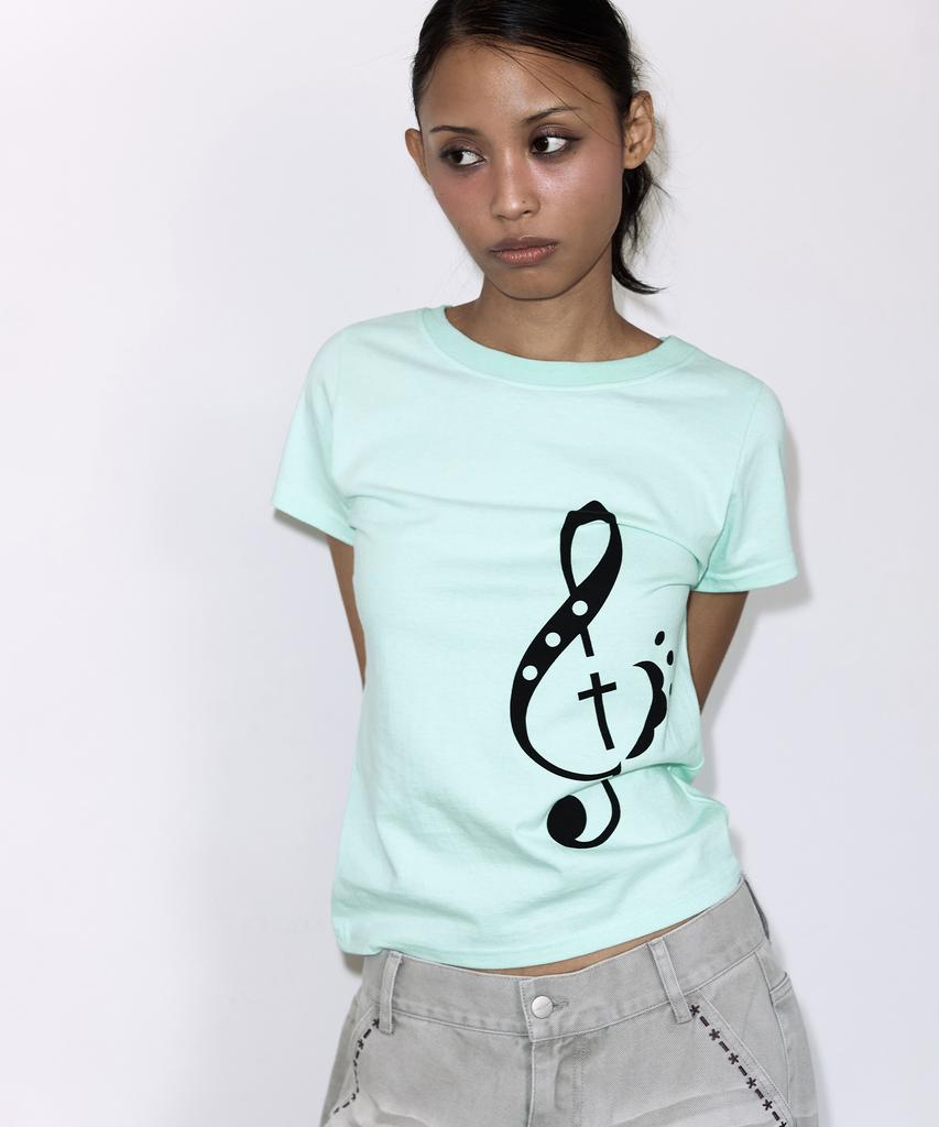 FANCY CLUB Clef Symbol Tee (Mint) F26Qb143