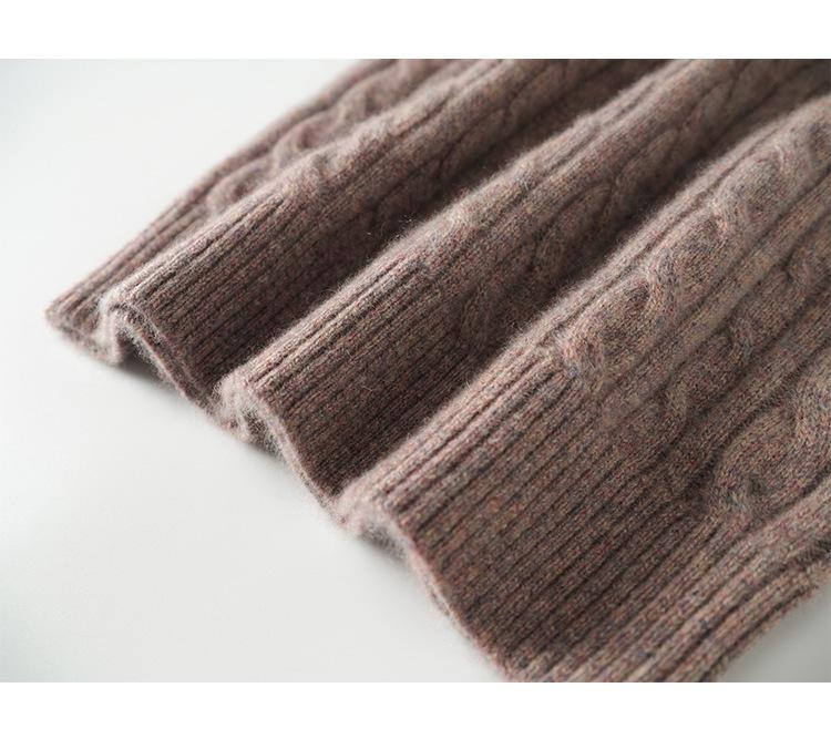 Conscien Aurora Cashmere Cable Knit Vertical Stripe Short Sleeve Top