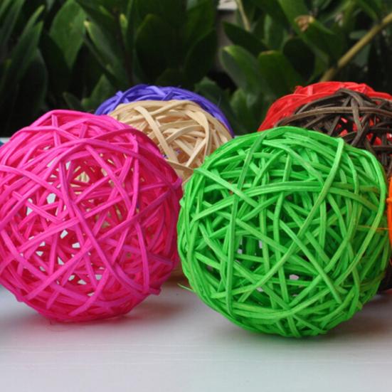 10Pcs Bird Parrot Bite Play Toy Parakeet Cane Weaving Vine Ball Pet Cage Decor