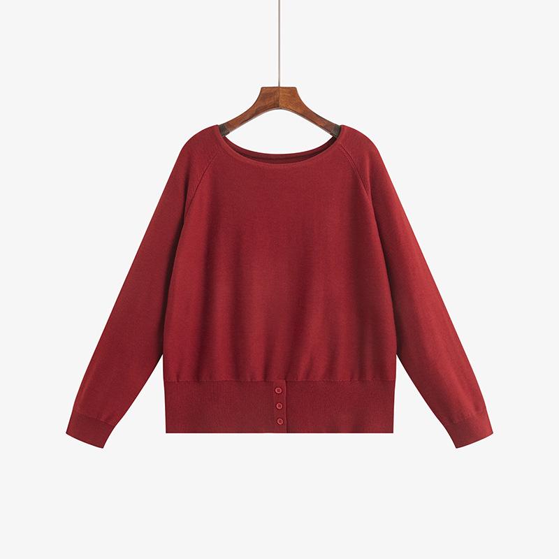 

Plus Size Women s One-Shoulder Raglan Sleeve Sweater - Elegant Spring Slit Knitwear XXXL (180-220 jin)