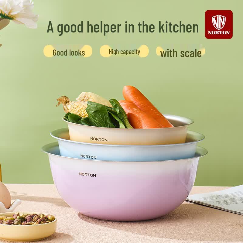 NORTON Weikesi 3-Piece Stainless Steel Mixing Bowl Set