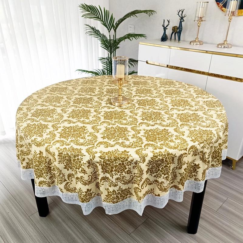 Waterproof & Oilproof Round Tablecloth: Anti-Scald, Wash-Free Dining & Coffee Table Cover, Luxurious New Pastoral Style.