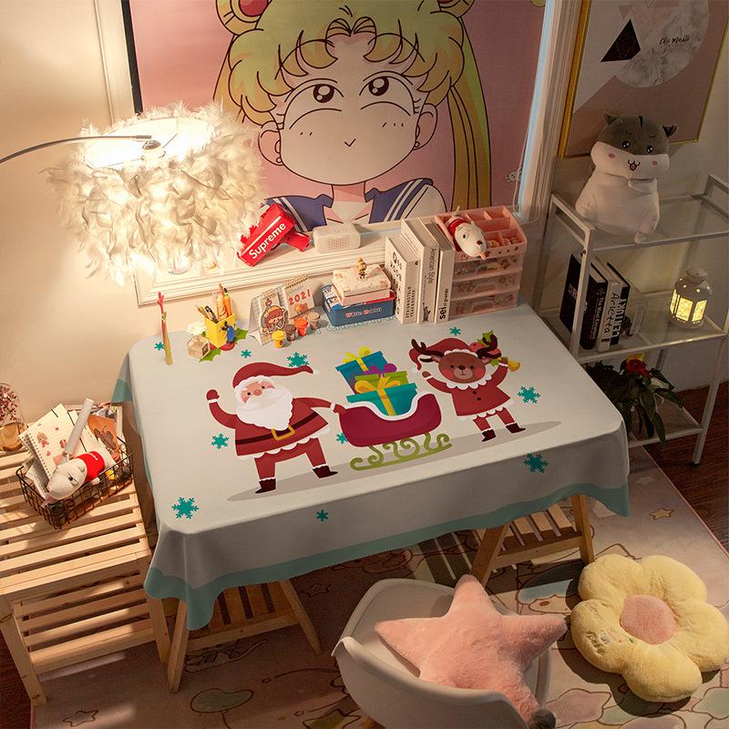 Winter Christmas Plaid Red Holiday Festive Tablecloth Household Waterproof Girly Heart Coffee Table Cover Tablecloth