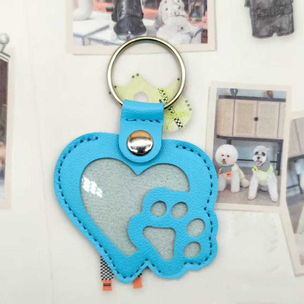 Ключница-брелок в форме сердца для шерсти питомца, брелок-медальон из ПУ-кожи, мешочек для хранения шерсти питомца, подарок на день рождения синий