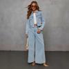 Completo da donna casual stile street in denim Giacca e Pantaloni Vestibilità Larga 2025