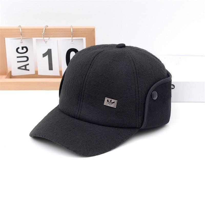 

Autumn and winter baseball cap men s warm fleece cap woolen ear protection cold dad hat thickened cotton hat One Size