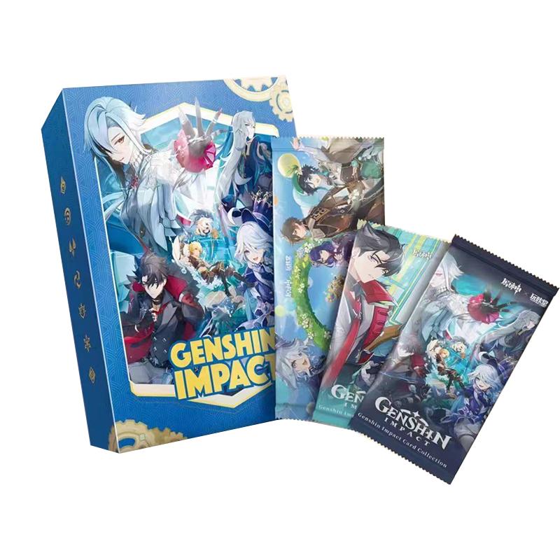NEW Genshin Cards 2nd Game Animation Peripheral Collection Blind Box Royal Card Family Box Rare Thick Cards Birthday Gifts