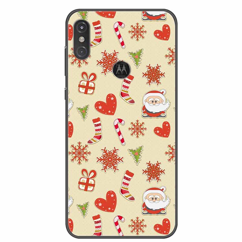 For Moto One Vision Case Luxury Silicone TPU Soft Cover Phone Case For Motorola Moto One Action Macro Shockproof Christmas Coque