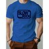 Men's T Shirt Slowrockk Pattern Printed Summer Fashion Leisure Breathable Men Round Neck T-shirt High Quality Men's Clothing