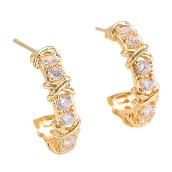 

1 Pair Women Earrings C-Ring Shape Ear Buckle Design Stable Fit Cubic золотистый
