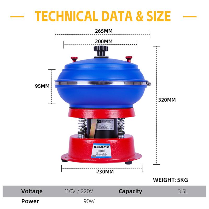 Δονούμενη μηχανή στίλβωσης ποτηριού χωρητικότητας 3kg για μεταλλικά κοσμήματα Εργαλεία μύλος δόνησης στιλβωτή